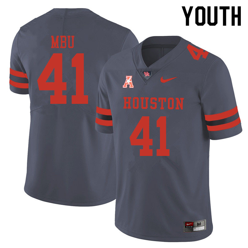 Youth #41 Bradley Mbu Houston Cougars College Football Jerseys Sale-Gray